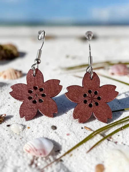 boucles d oreilles fleur rose métal en resine fait main wendy goodies