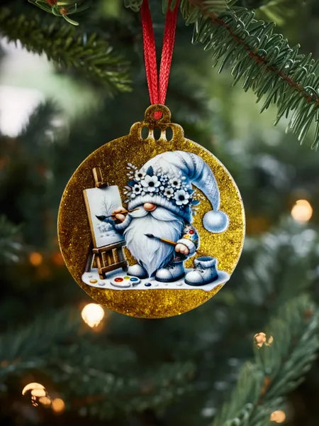 Boule plate en plexi et résine fond doré