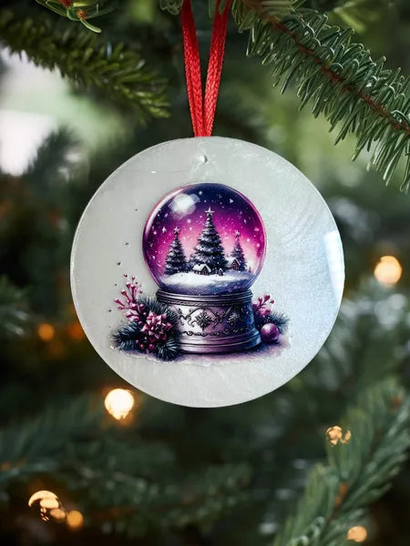 Boule plate en plexi et résine fond blanc