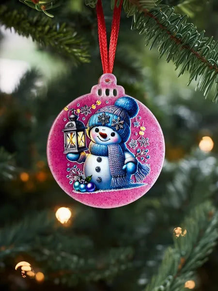 Boule plate en plexi et résine fond rose