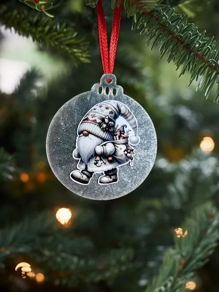 Boule plate en plexi et résine fond gris