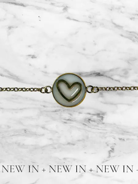 Bracelet en acier inoxydable et résine – Cœur ou Fleur – Doré ou Argenté