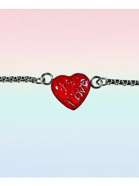 Bracelet cœur en acier inoxydable et verre