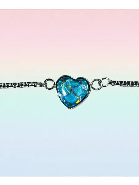Bracelet cœur en acier inoxydable et verre