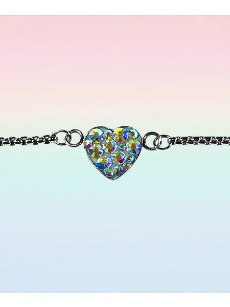 Bracelet cœur en acier inoxydable et verre