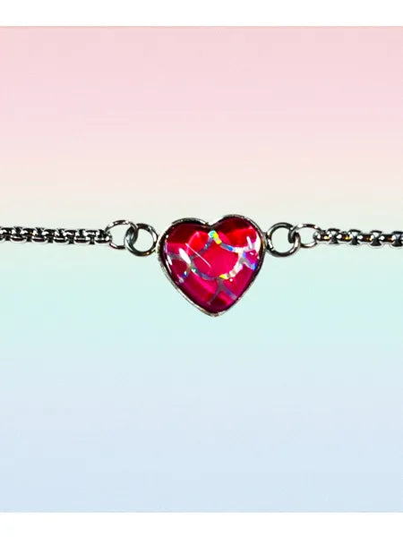 Bracelet cœur en acier inoxydable et verre