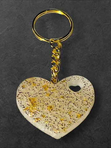 Porte clés coeur en résine - Fait main