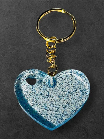 Porte clés coeur en résine - Fait main