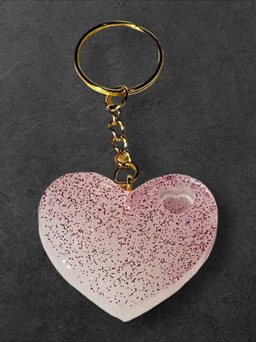 Porte clés coeur en résine - Fait main