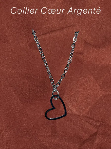 Collier acier inoxydable et résine – Cœur ou Fleur