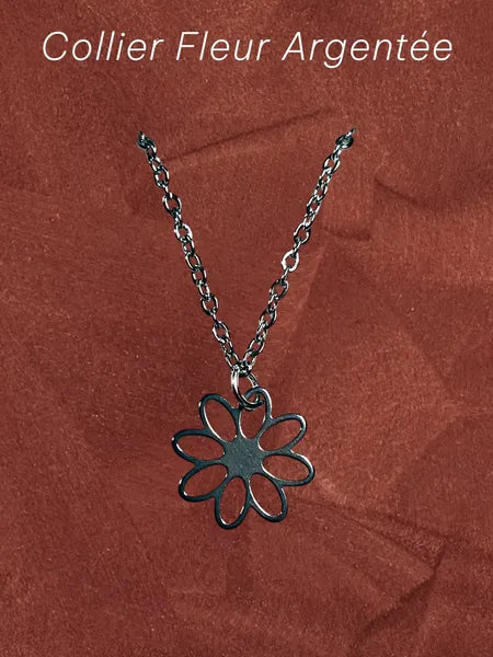 Collier acier inoxydable et résine – Cœur ou Fleur