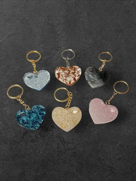 Porte clés coeur en résine - Fait main