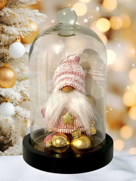 Gnome et Ours Noël sous cloche