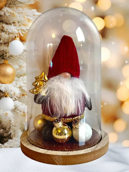 Gnome et Ours Noël sous cloche