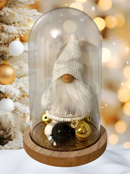 Gnome et Ours Noël sous cloche