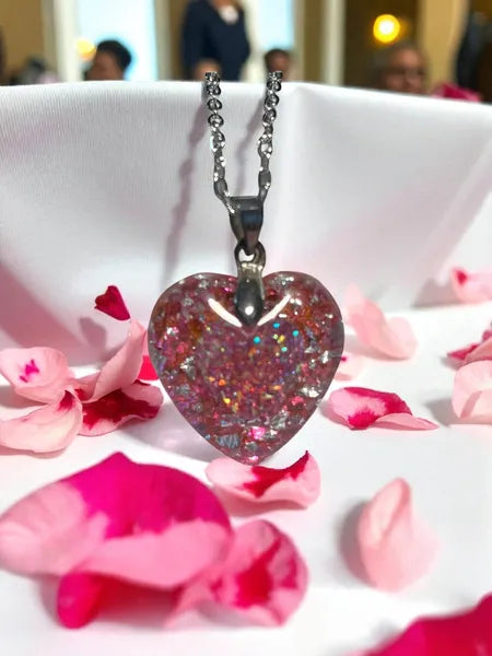 Pendentif et chaîne - Résine et acier inoxydable