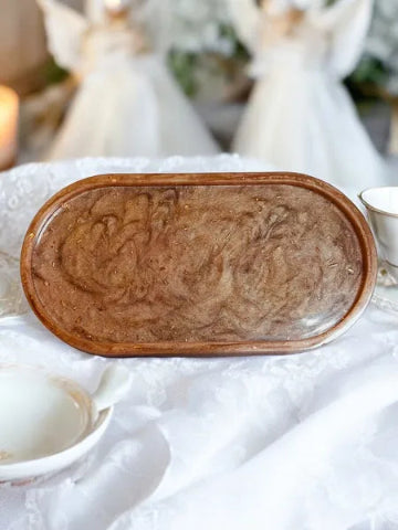 Plateau en résine fait main - accessoire de décoration artisanale