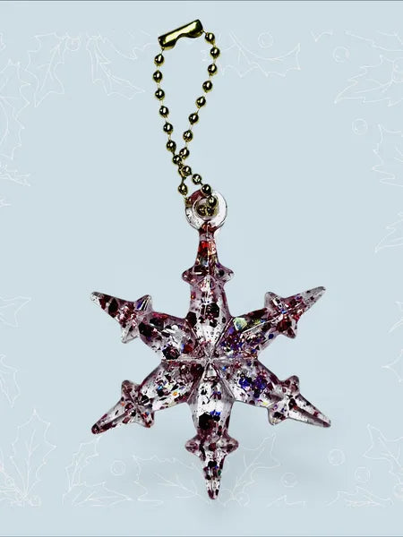 Porte-clé étoiles de neige en résine – création artisanale féerique