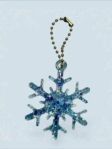 Porte-clé flocon de neige en résine - création artisanale unique