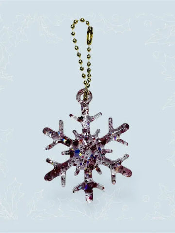Porte-clé flocon de neige en résine - création artisanale unique