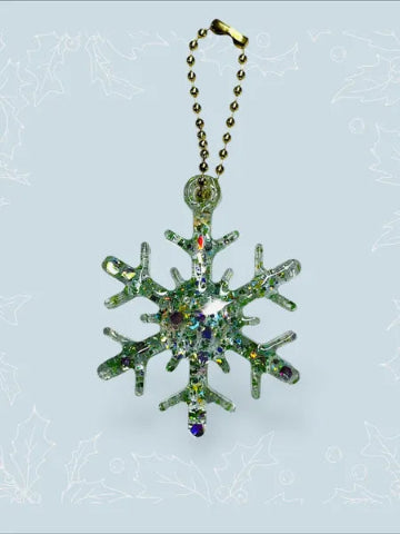 Porte-clé flocon de neige en résine - création artisanale unique