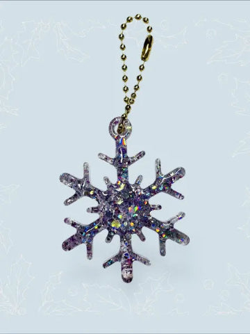 Porte-clé flocon de neige en résine - création artisanale unique