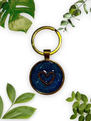 Porte clés Coeur - résine et acier inoxydable