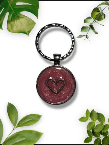 Porte clés Coeur - résine et acier inoxydable