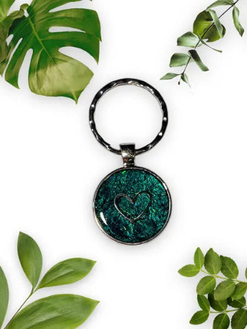 Porte clés Coeur - résine et acier inoxydable