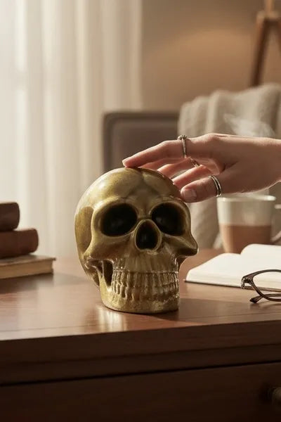 Figurine tête de mort en résine faite main – Décoration originale
